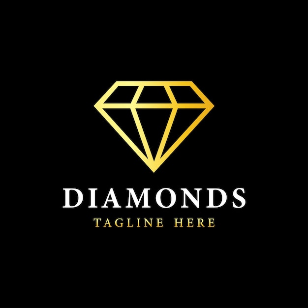 Logotipo de diamante con plantilla vectorial de color dorado y diseño de logotipo de marcas de joyas