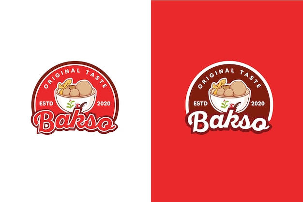 Logotipo dibujado a mano de albóndigas indonesias Bakso