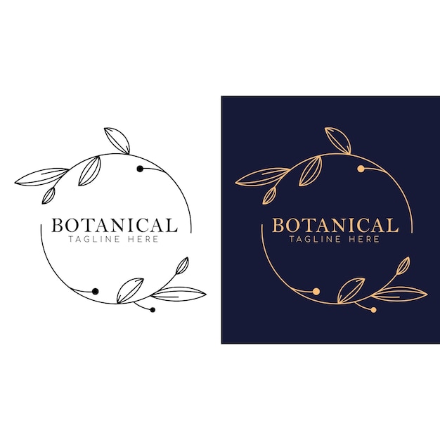 Logotipo dibujado a mano botánico con flores y hojas silvestresLogotipo de salón de belleza boutique tienda orgánica wed