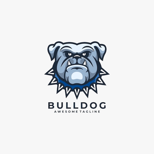 Logotipo de dibujos animados de Bulldog azul enojado
