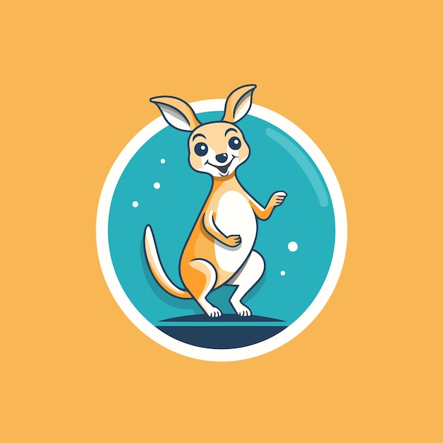 Vector logotipo de dibujos animados de canguro ilustración vectorial de un canguro lindo
