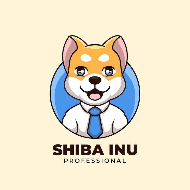 Logotipo de dibujos animados de creative professional doge shiba inu