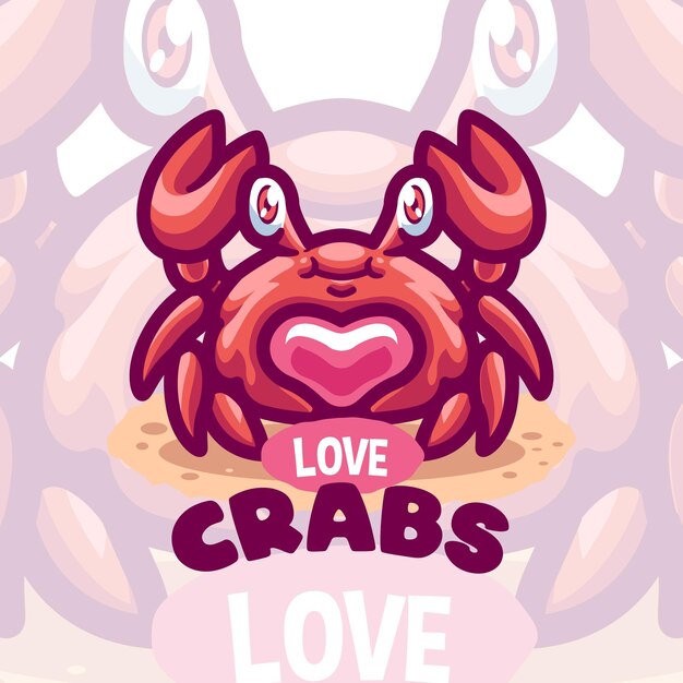 Logotipo de dibujos animados de criatura marina de cangrejo