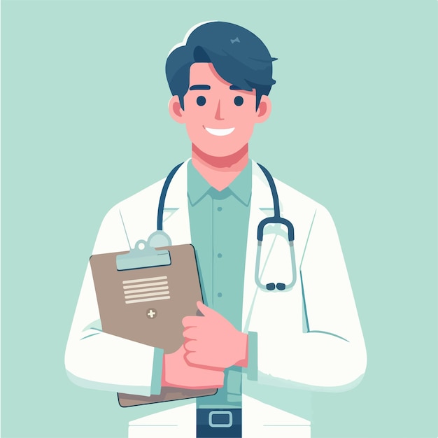 logotipo de dibujos animados de un doctor masculino
