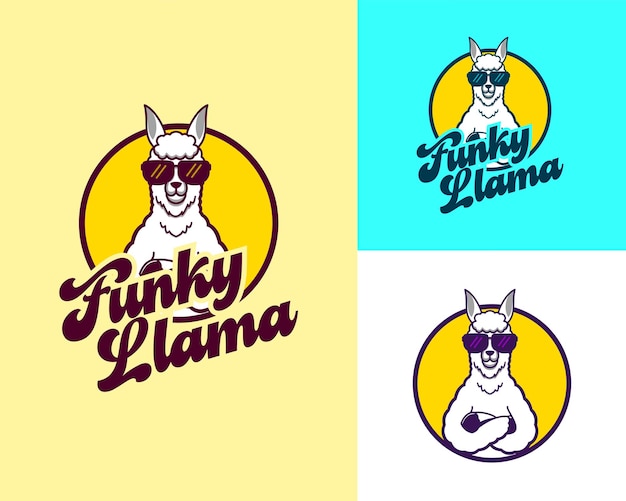 logotipo de dibujos animados de llama funky