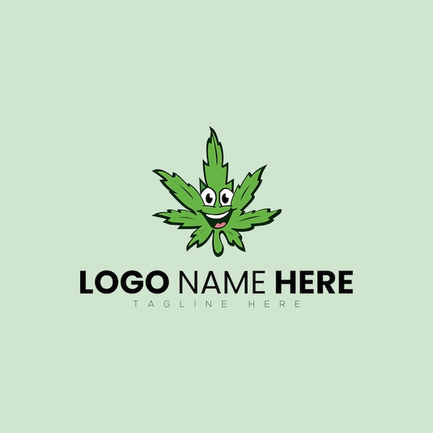 Logotipo de dibujos animados de marihuana hoja de logotipo de vector de marihuana arte de cannabis