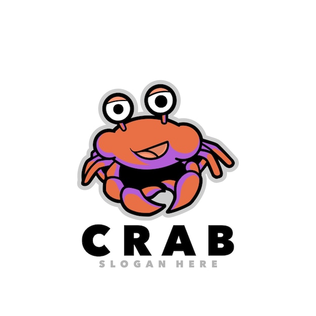 Logotipo de dibujos animados de mascota de cangrejo lindo