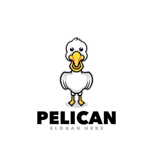 Logotipo de dibujos animados de la mascota del pájaro pelícano