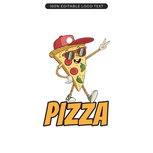 El logotipo de dibujos animados de la mascota de la pizzería