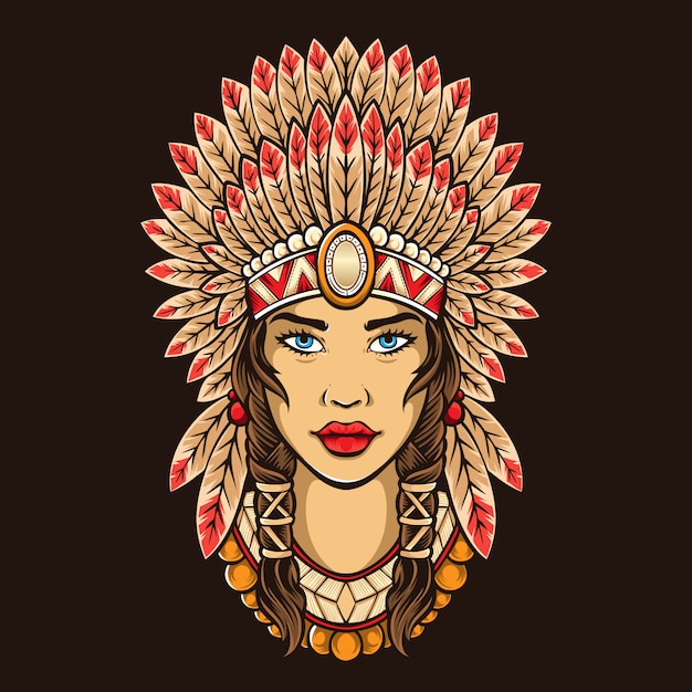 Logotipo de dibujos animados de niña india