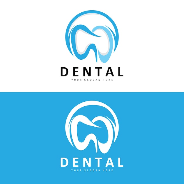 Logotipo de diente Ilustración de marca de cuidado de vectores de salud dental