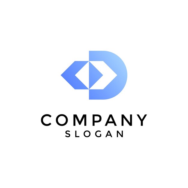 Logotipo digital de flecha de comercio de letra d moderna
