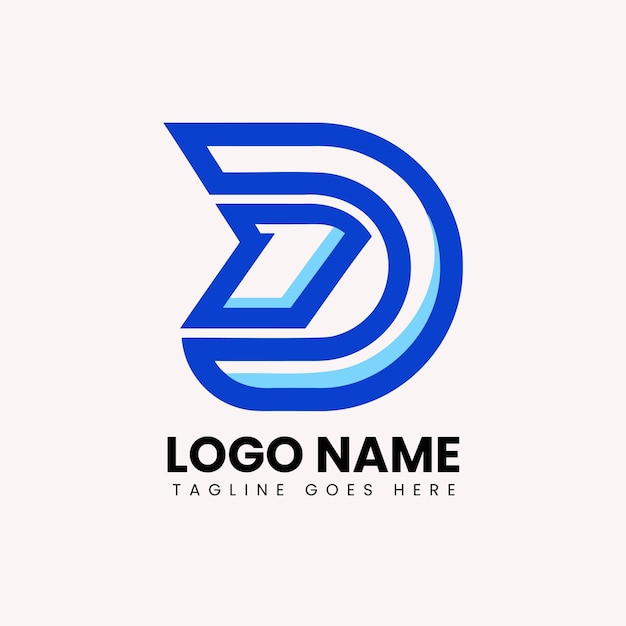 El logotipo dinámico de la letra D azul para la innovación