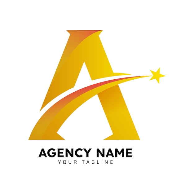 El logotipo dinámico de oro y estrella