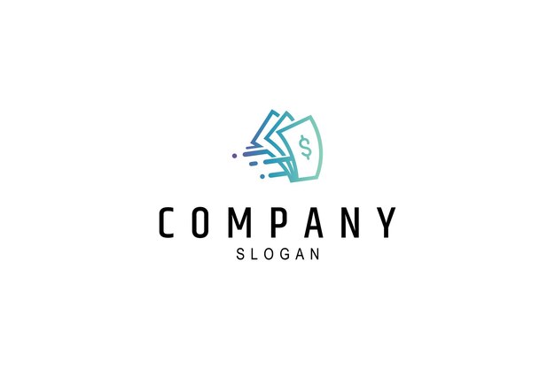 logotipo de dinero con efecto rápido en estilo de diseño de dólar plano
