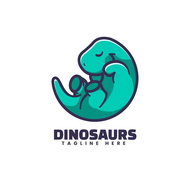 Logotipo de dinosaurio estilo simple mascota.
