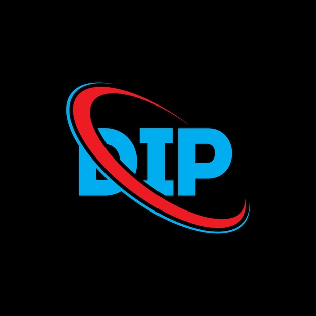 Logotipo de DIP: Diseño de logotipo de letra DIP: Iniciales: Logotipo DIP vinculado con círculo y monograma en mayúscula: Logotipo dIP: tipografía para negocios tecnológicos y marca inmobiliaria.