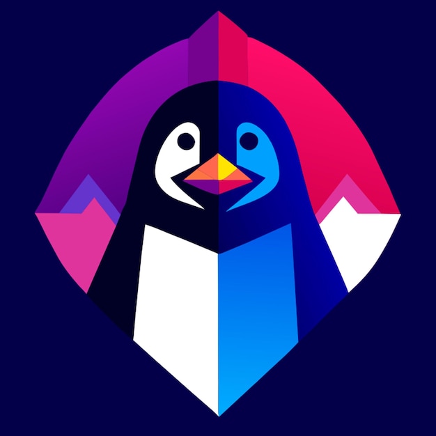 Vector logotipo diseñado por ivan chermayeff y suprematismo estilo minimalismo kawaii pingüino