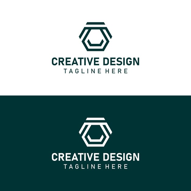 Logotipo de diseño abstracto creativo con forma de hexágono