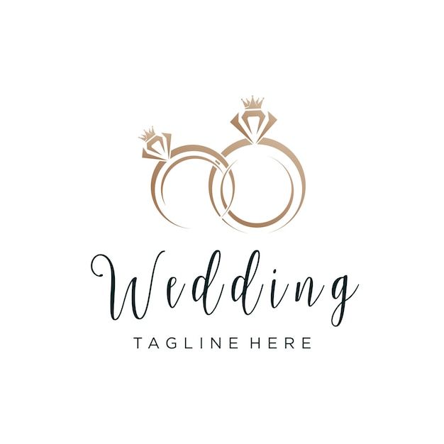 Logotipo de diseño de boda con un impresionante concepto de diamante