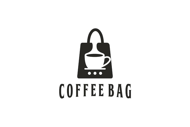 Logotipo de diseño de bolso y mezcla de café en el bolso