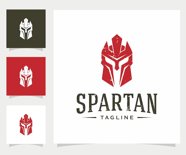 Logotipo del diseño del casco del guerrero espartano
