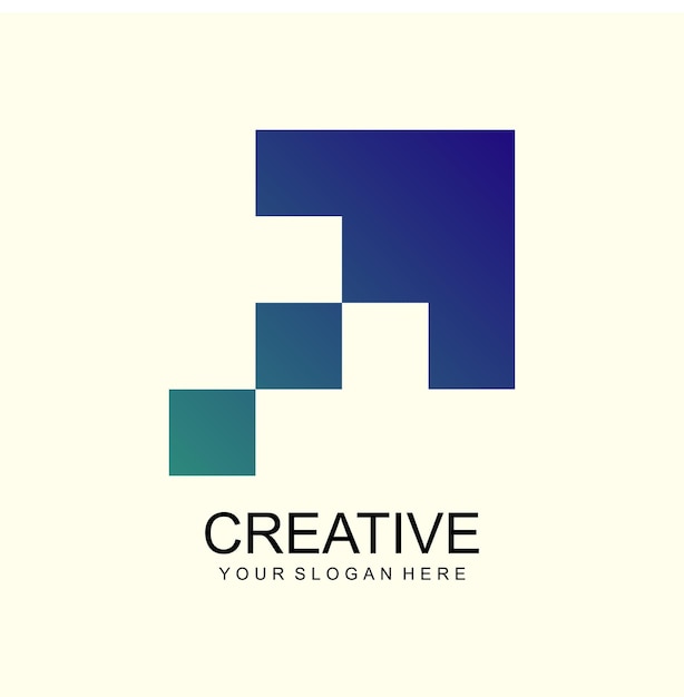 Logotipo de diseño con concepto de elemento de cuadrícula de cuadro creativo de cursor