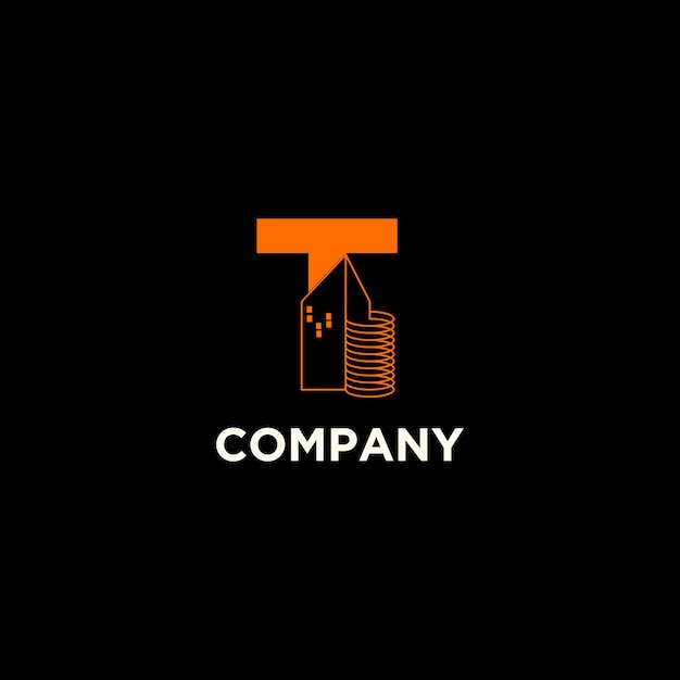 Logotipo de diseño con un concepto simple para la idea de la letra T de la industria empresarial