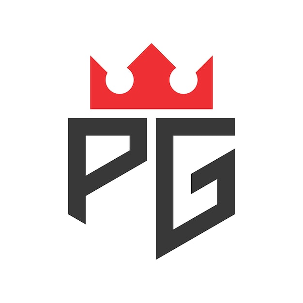 Logotipo de diseño de la corona de la corona en la letra del logotipo de PG