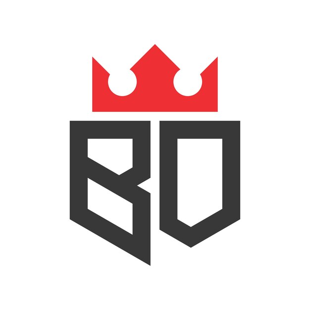 Logotipo de diseño de la corona de la letra BO en la letra BO