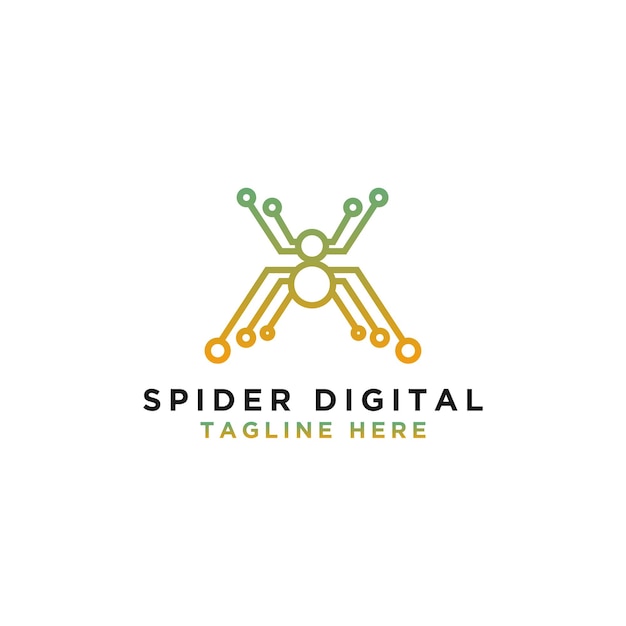 Logotipo de diseño digital de araña de plantilla