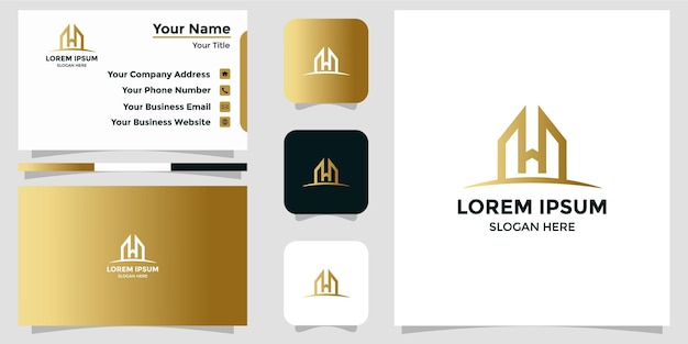 Logotipo de diseño de edificio y tarjeta de visita.