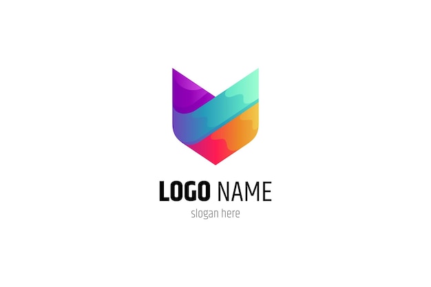 Logotipo de diseño de escudo simple con degradado colorido