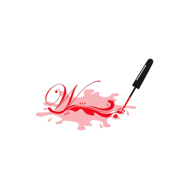 Logotipo de diseño de esmalte de uñas con el concepto de la letra W