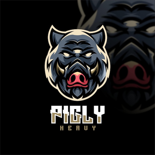 logotipo de diseño de esport de mascota de cerdo