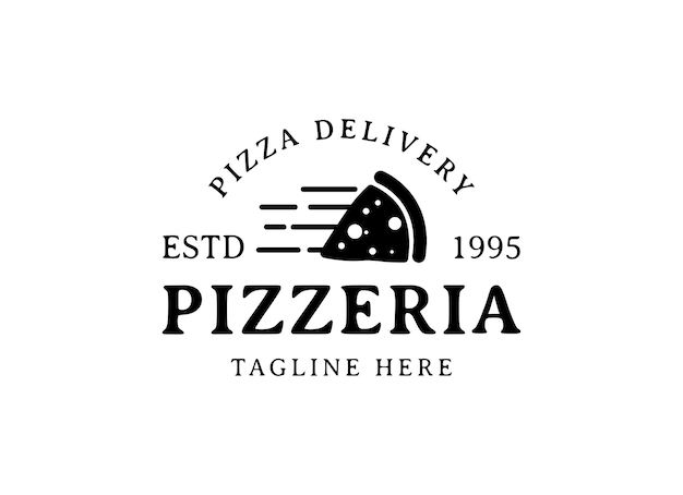 Logotipo de diseño de estilo vintage de pizzería italiana. símbolos para comida y bebida y restaurantes.