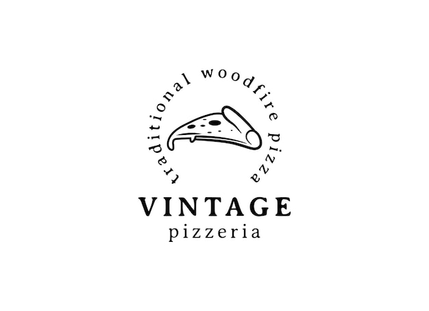 Vector logotipo de diseño de estilo vintage de pizzería italiana. símbolos para comida y bebida y restaurantes.