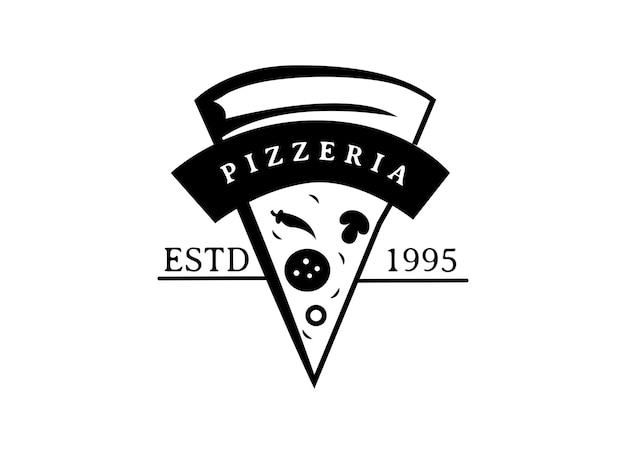 Logotipo de diseño de estilo vintage de pizzería italiana. símbolos para comida y bebida y restaurantes.