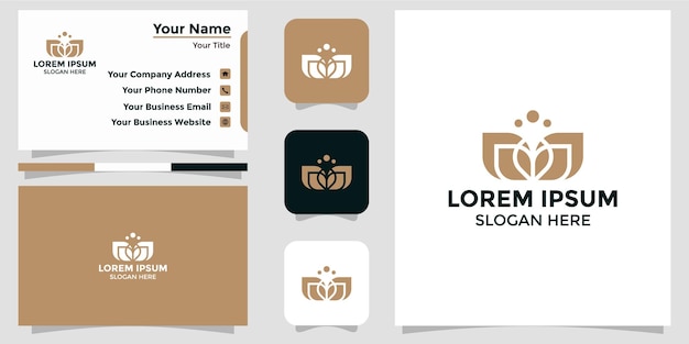 Logotipo de diseño de flor de loto y tarjeta de marca