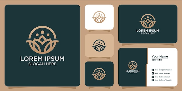 Logotipo de diseño floral para cuidado de la belleza y tarjeta de visita.