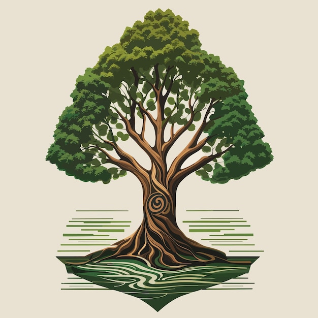 Logotipo con diseño de fondo de silueta de árbol