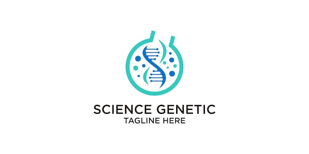 logotipo diseño genético y de laboratorio experimento molecular biología ciencia medicina diseño icono creativo elegante