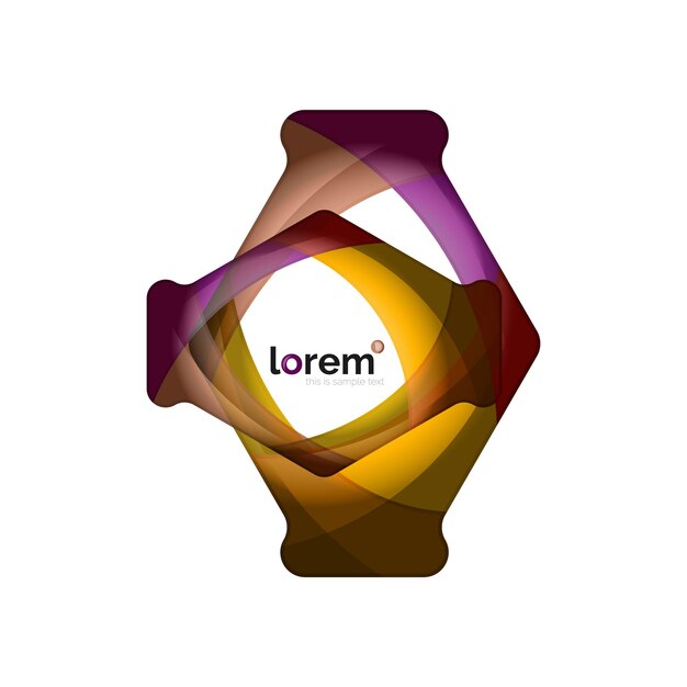 Logotipo de diseño geométrico abstracto hecho de elementos que fluyen