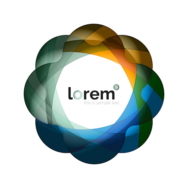 Logotipo de diseño geométrico abstracto hecho de elementos que fluyen