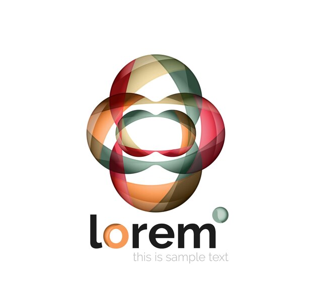 Logotipo de diseño geométrico abstracto hecho de elementos que fluyen