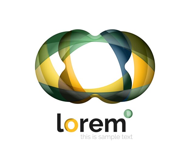 Logotipo de diseño geométrico abstracto hecho de elementos que fluyen