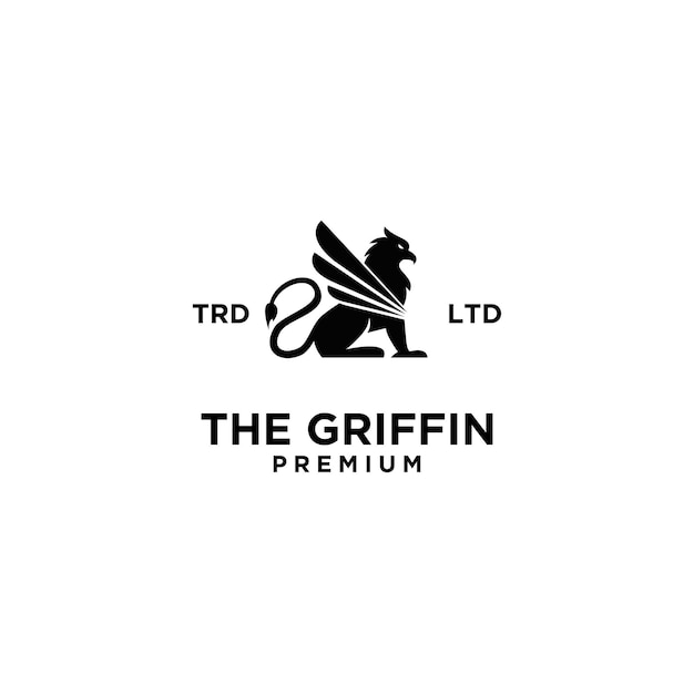 Logotipo de diseño de griffin negro premium