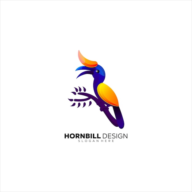 logotipo diseño hornbil plantilla colorido