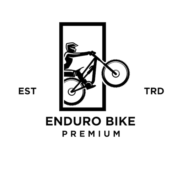 Logotipo de diseño de icono de bicicleta de descenso de enduro mtb