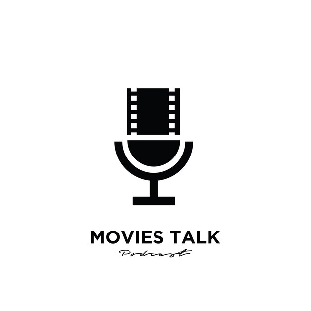 Logotipo de diseño de icono de conversación de película de podcast